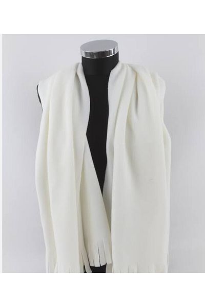 NERGIZ NERGİZ UNISEX CREAM ECRU FLEECE SCARF CASHCOL