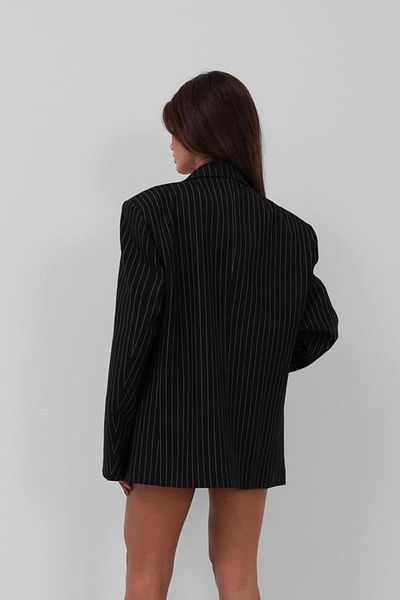 barış sülün lovebox Jachetă blazer supradimensionată cu buzunar în dungi pentru femei 24W08010
