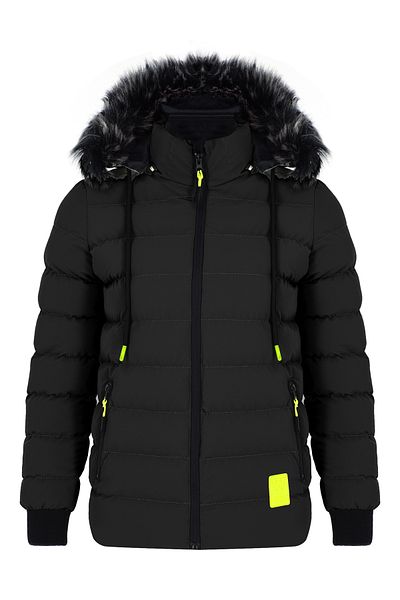 SİVAİST Black Removable Hooded Furry Waterproof Boy's Coat&Coat