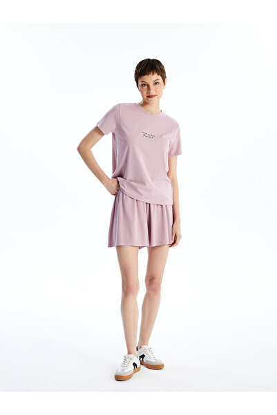 LC Waikiki Λιλά Γυναικείο Σορτς με Ελαστική Μέση και Ίσια Γραμμή