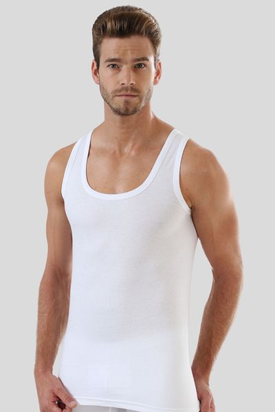 Arma Yıldız Large Size Men's Tank Top - White, 100% Cotton