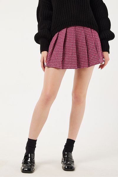 POODLE Fusta mini scurtă din tweed pentru femei