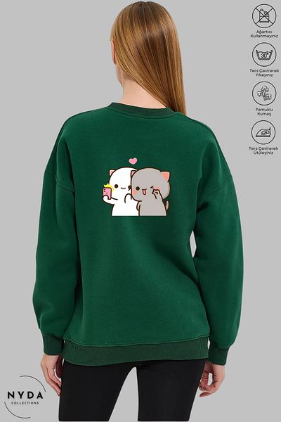 Nyda Collections Unisex Printed Selfie Dudu - Μακρυμάνικο, Crew Neck, Hoodless Oversize φούτερ