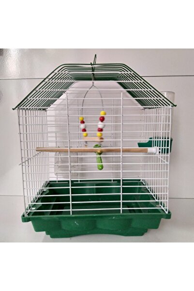 Mavi Yeşil Muhabbet Kuşu Kafes Set Kafes ,yemlik , Tünek ,tül ,suluk, Salıncak Tam Set 20 X 26 X 33 Ölcüler