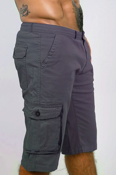 modacix Men's Gabardine Bermuda Shorts - Lycra - Gray Anthracite