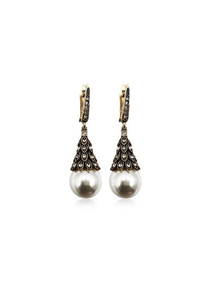 Ma Atölye Awiz Zircon Cubic Zirconia Bronze Earrings