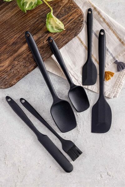 MİHMAN HOME Handy 6 Piece Silicone Kitchen Utensils Set Spoon Spatula Egg Brush