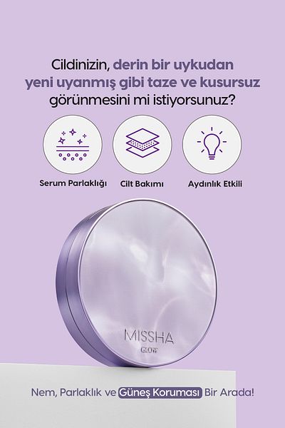 Missha Cushion Glow Layering Fit Cushion No21 Vanilla Spf50+/Pa++++ with Dense Sealer, Moist and Bright Finish