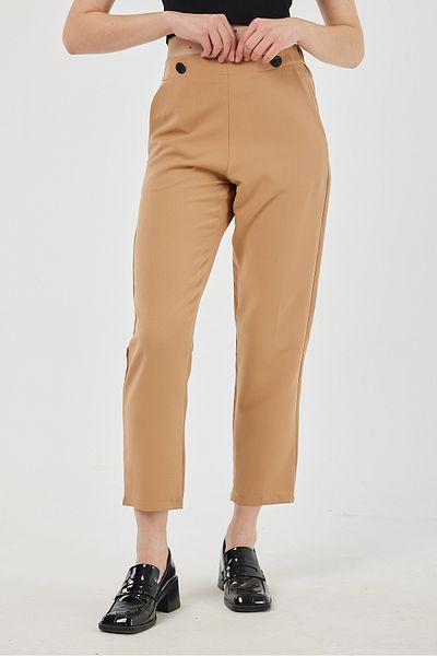 POODLE Women's Button Detailed Fabric Trousers