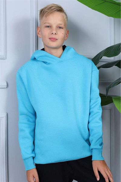Name Kids 1373 Унисекс детски пуловер с качулка и релефна вътрешна част
