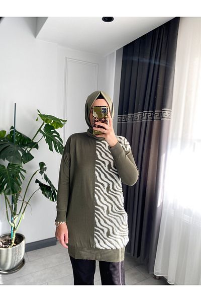 SARE BOUTIQUE Zebra Print Mercerized/Cold Thread Hijab Tunic