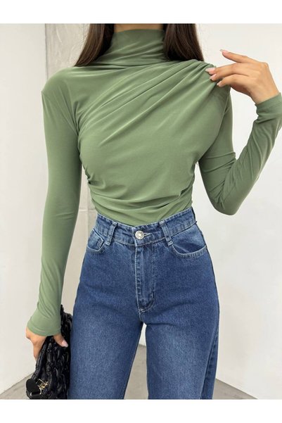 Butik Beyza Büzgülü Uzun Kol Bluz