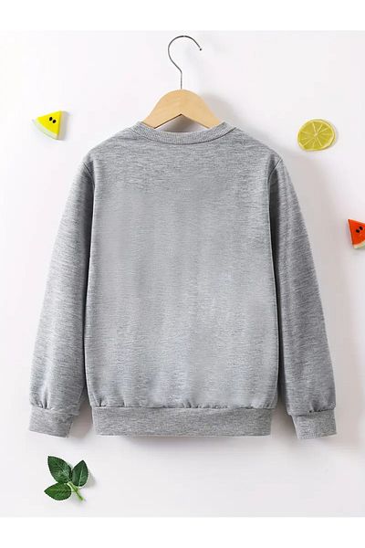 Pink Sky Printed Gray Kids Sweatshirt