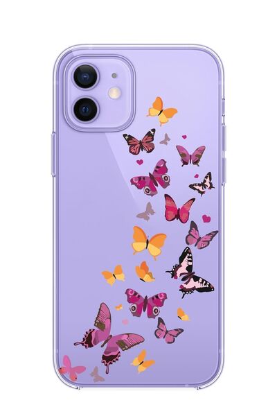 3GEN CASE İphone 12 & Iphone 12 Pro Uyumlu Kelebekler Desenli Şeffaf Silikon ...