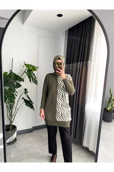 SARE BOUTIQUE Zebra Print Mercerized/Cold Thread Hijab Tunic
