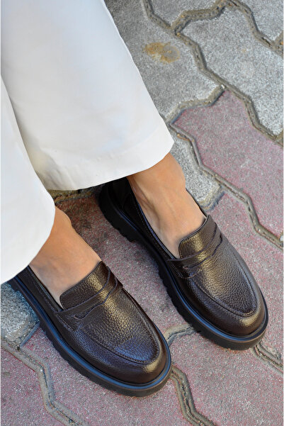SİBA SHOES Phoenicia Hakiki Deri Kahverengi Kadın Loafer