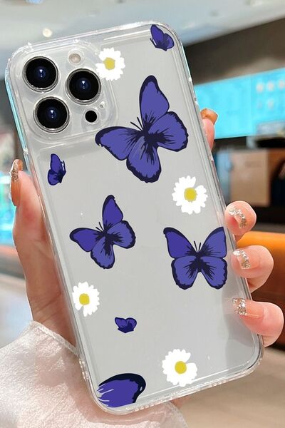 3GEN CASE Iphone 11 Pro Max Uyumlu Kelebek Desenli Şeffaf Silikon Kılıf Kamer...