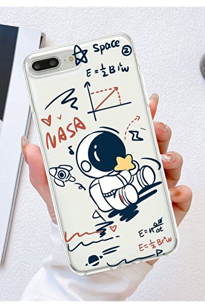 3GEN CASE İPHONE 7 PLUS & İPHONE 8 PLUS UYUMLU SEVİMLİ ASTRONOT NASA DESENLİ ...