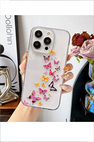 3GEN CASE iPhone 11 Pro Max Compatible Butterflies Patterned Transparent Sili...