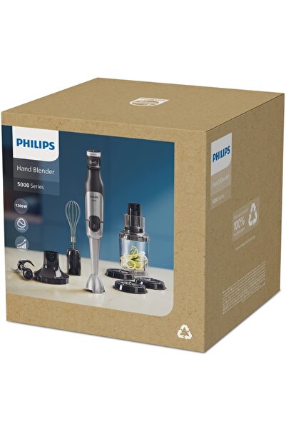 Philips خلاط يدوي - 1200 وات، 700 مل، مفرمة 0.7 XL، مضاد للرذاذ، خفاقة، فضي/أسود - HR2684/00