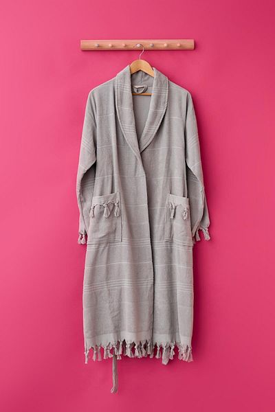 Katia&Bony Gray Curly Printed Women's Towel Bathrobe