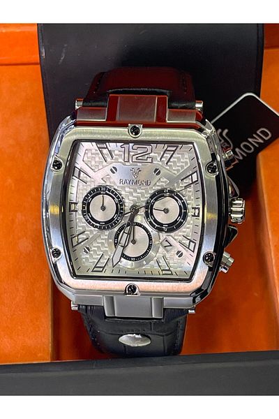 Raymond Square Leather Cord Men's Wrist Watch