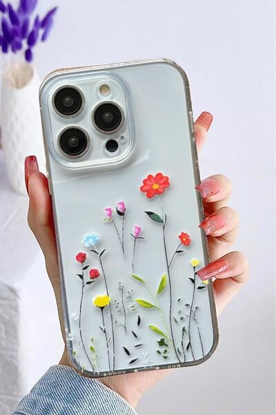3GEN CASE İPHONE 12 PRO MAX UYUMLU ÇİÇEKLER DESENLİ ŞEFFAF SİLİKON KILIF FLOW...