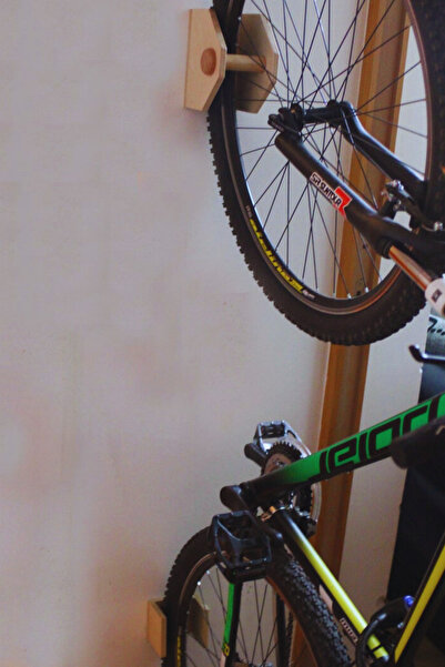 Alyones Duvara Monte Bisiklet Askısı – Ahşap Bisiklet Tutucu, Dikey Plywood D...