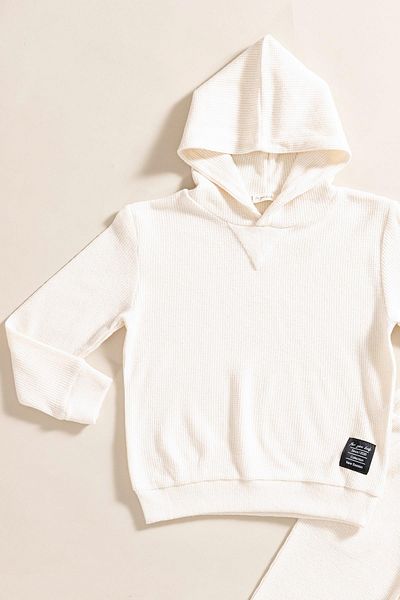 for you kids طقم من قطعتين بغطاء للرأس من Ecru Waffle Sweat Jogger
