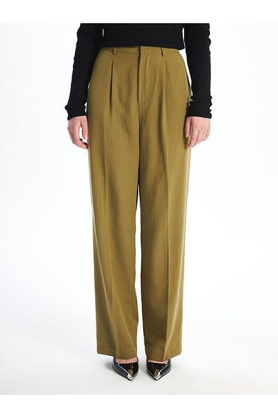 LC Waikiki Linen BlenDeD Straight Cut Loose Fit Women's Trousers