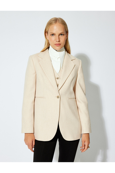 Koton Zweireihige Blazerjacke mit Taschen und Knöpfen, Hüftgröße