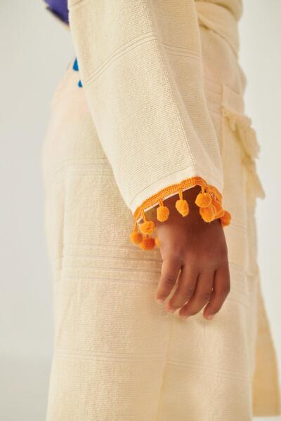 Katia&Bony Ecru Girl's Peshtemal - Floral print και μπουρνούζι