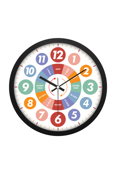 EMORES Öğretici Çocuklar Için Eğitici Duvar Saati 30 Cm Akar Saniye Seesiz Mekanizma