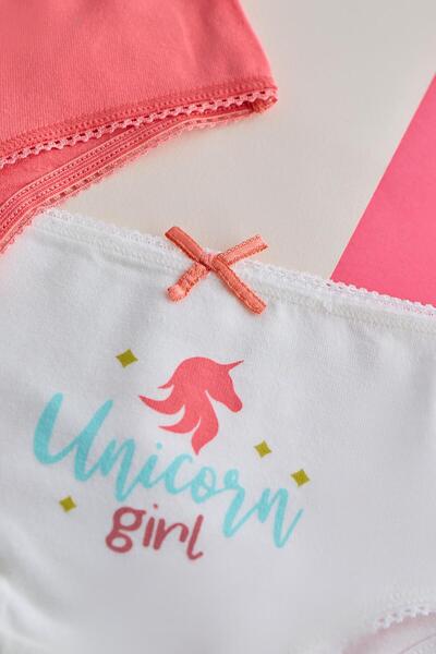 Katia&Bony Slip pentru fete cu model unicorn ecru/roz - pachet de 3