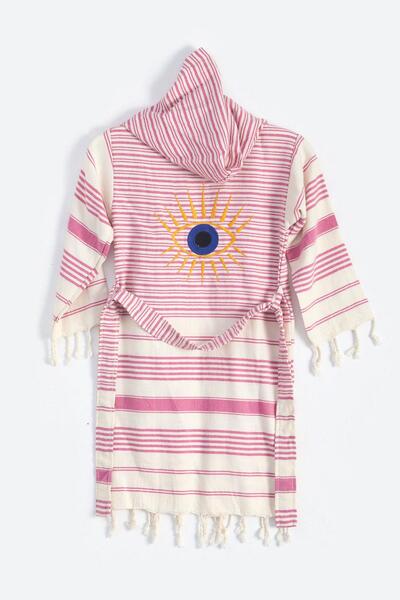 Katia&Bony Eye Embroidery Girl's Peshtemal Ecru/Pink