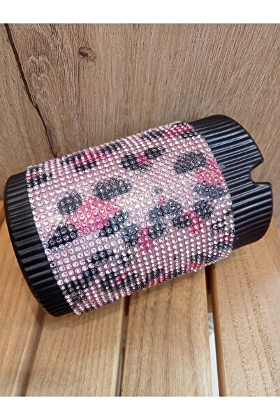 NESGIFT Pembe Leopar Taşlı Alüminyum Küllük (KOKU YAPMAZ)