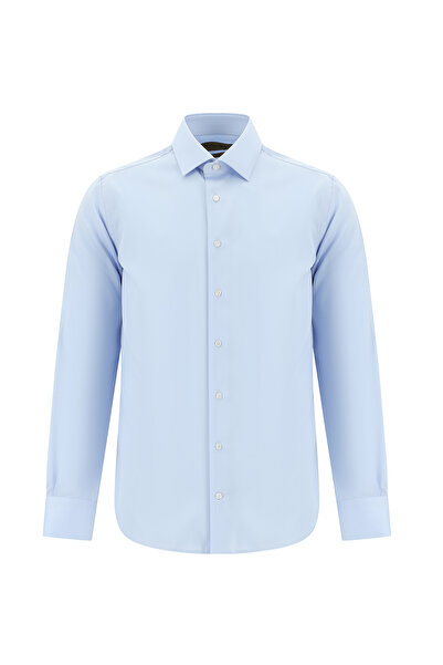 Abdullah Kiğılı Нежелязна сатенена памучна риза с дълъг ръкав и тясна кройка