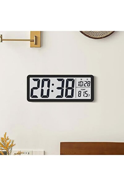 HyMark LCD Ekran 20x8cm Dijital Duvar Saati USB Pilli Zaman Sıcaklık Tarih