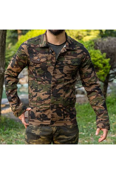 BY SRT Τζιν μπουφάν με σχέδιο Military Commando Camouflage