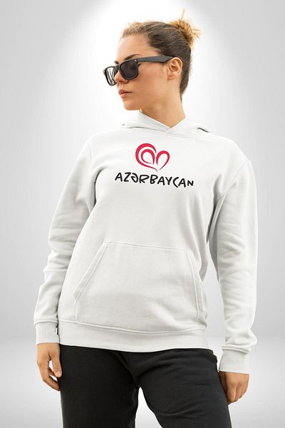 Angemiel I Love Azerbaijan - Men's and Women's White Hooded Sweatshirt Hoodie