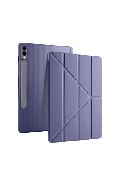 Fuchsia Galaxy Tab S10 Plus Uyumlu 12,4 Inç Kılıf Akıllı Kalem Bölmeli Standlı Tri Folding Smart Kıl