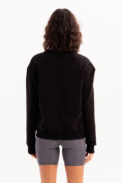 JUSTEVER Women's Black Crew Neck Sweatshirt - Aura Basic Fit Tracksuit Top