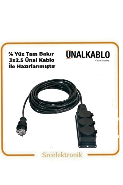VİKO KAUÇUK 3 LÜ 20 METRE 3X2.5 BAKIR ÜNAL KABLO Uzatma Seyyar ( 3X2.5 ÜNAL K...
