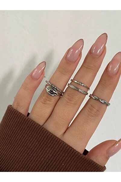 Ervalina 5'li Yüzük Seti Gümüş Rengi 1542