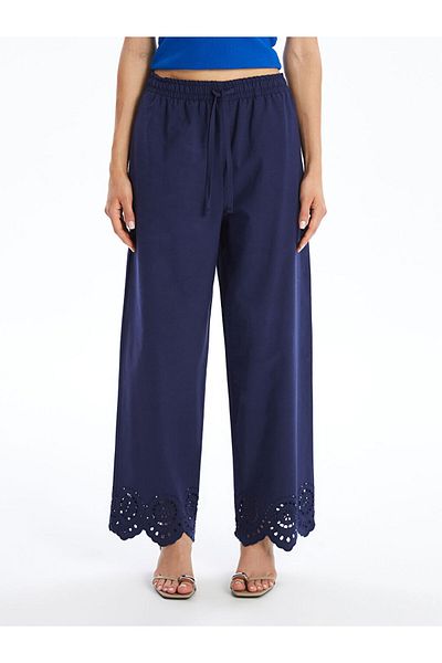 LC Waikiki Self-patterned Women's Trousers with Elastic Waist