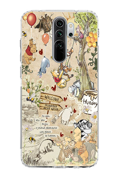 moonset Xiaomi Redmi Note 8 Pro Uyumlu Winnie The Pooh Kolaj Tasarımlı Baskıl...