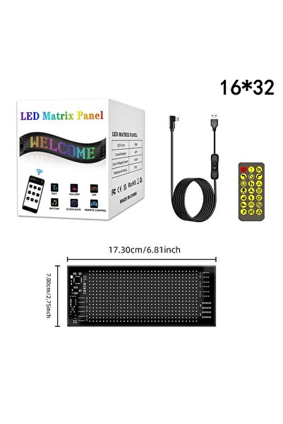 howear زجاج مصفوفة LED بحجم 16 × 32 - مع وحدة تحكم للهاتف، مفيد