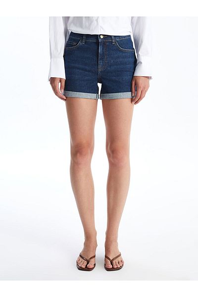 LC Waikiki LCW Pantaloni scurți de jeans pentru femei cu talie înaltă, la modă