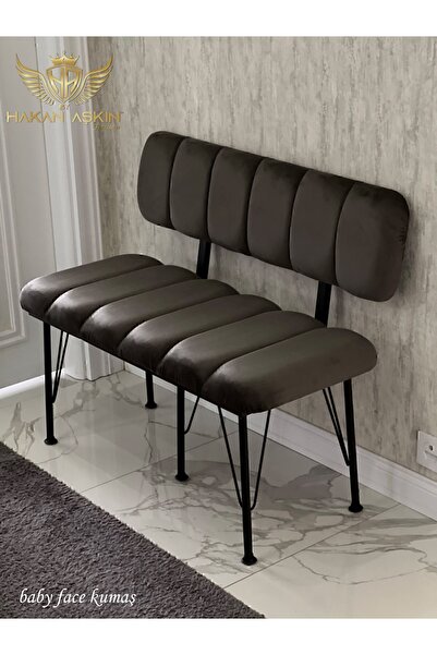BY HAKAN AŞKIN Siyah Metal Ayaklı Metal Alt Kasalı Line Style New 2024 Sırtlı Bench & Bank Koyu Füme