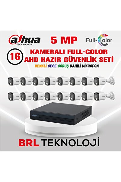 DAHUA 5 MP 16 Kameralı Sesli 30 Metre Renkli Gece Görüşlü Full HD Kamera Seti